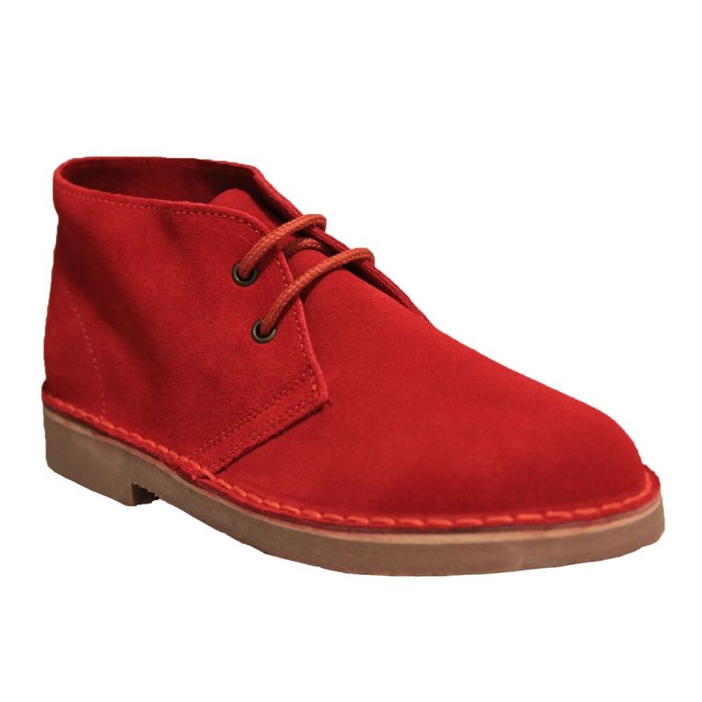Roamers Mens Real Suede Unlined Desert Boots / Red